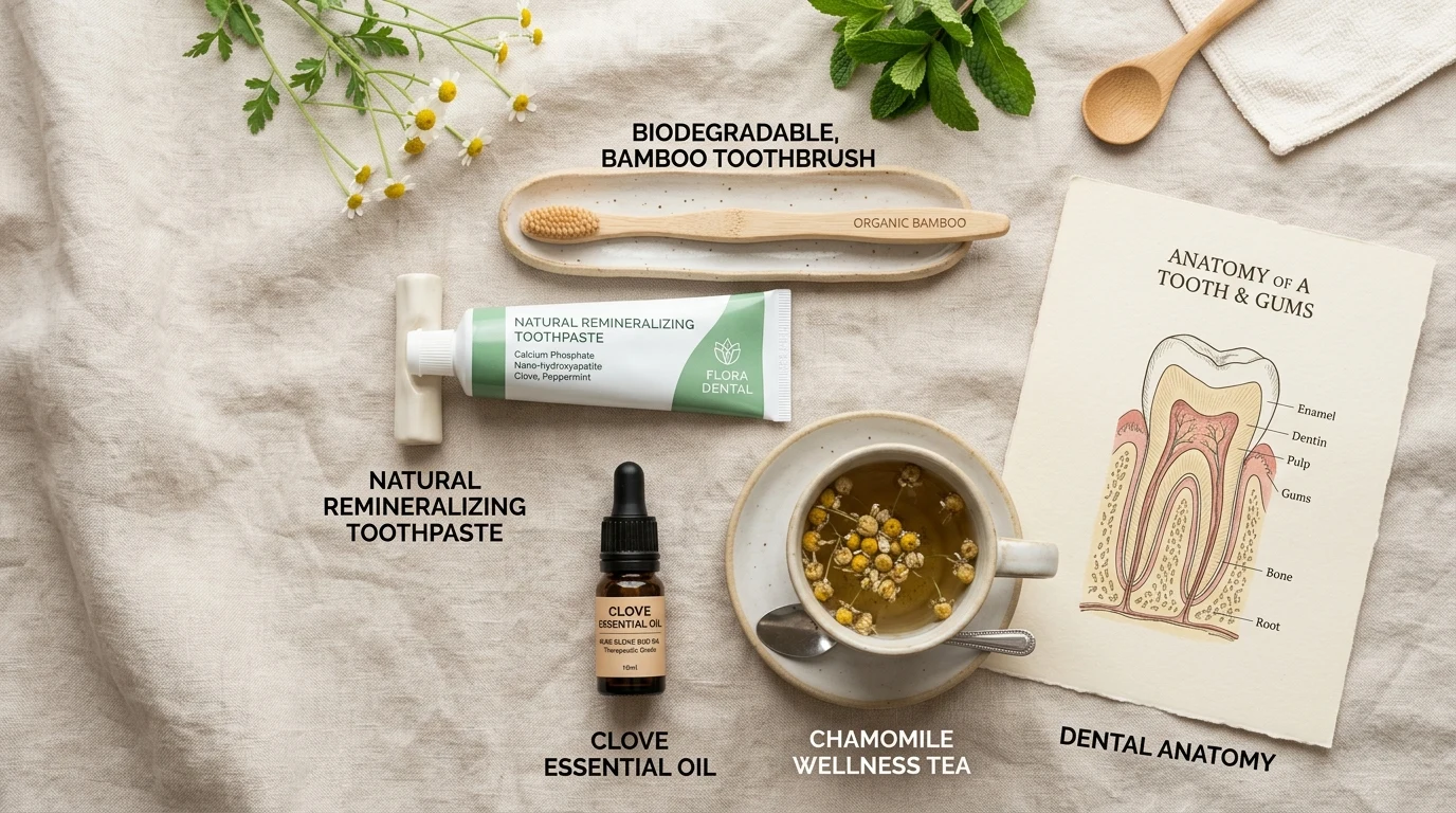 Dental anatomy and natural remineralizing oral care remedies (AI Generated Image)