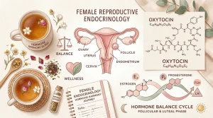 Female reproductive endocrinology and oxytocin reflex illustration (AI Generated Image)